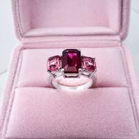 Image 5 of Rubellite & Tajikistan Spinel Red & Pink 3 Stone Ring
