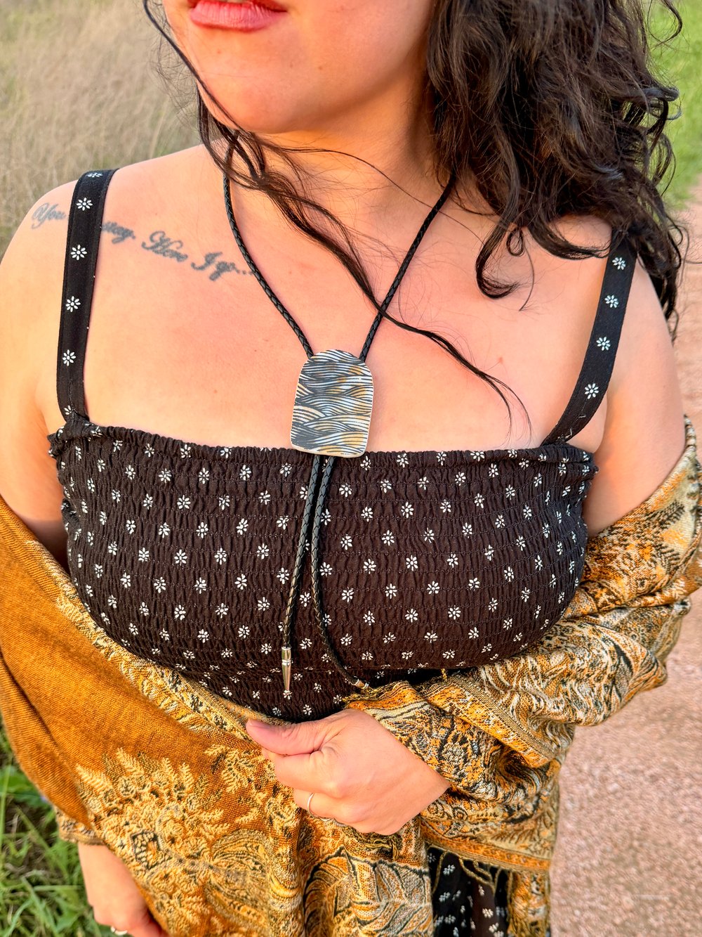 Image of Screen Printed Kiln-Fired Glass Bolo Tie