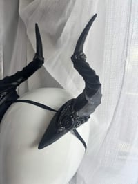 Image 3 of Filagree Succubus Horns | Silver Glitter | L