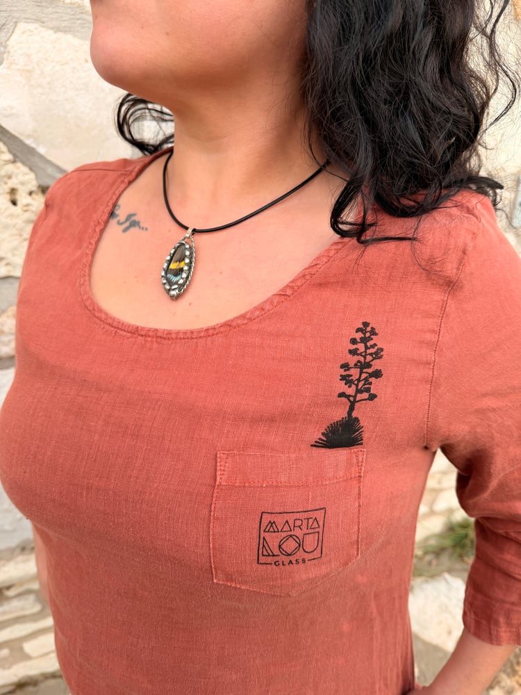 Image of Hand Stamped Linen Tunic Dress — Agave Bloom
