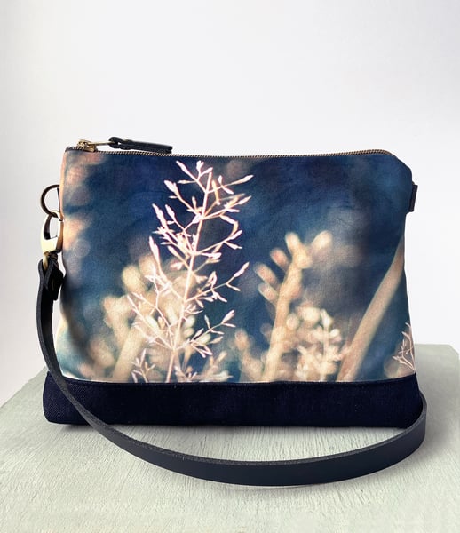 Image of Meadow grasses, large shoulder bag with crossbody strap 
