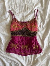 Image 1 of Vintage Y2K pink contrast sequin cami with gold sequins 