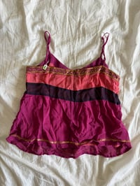 Image 2 of Vintage Y2K pink contrast sequin cami with gold sequins 
