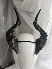 Image 4 of Filagree Succubus Horns | Silver wash | Large