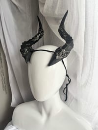 Image 2 of Filagree Succubus Horns | Silver wash | Large