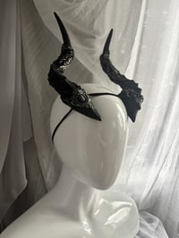 Image 3 of Filagree Succubus Horns | Silver wash | Large