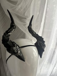 Image 5 of Filagree Succubus Horns | Silver wash | Large