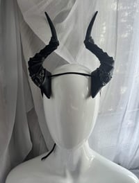 Image 1 of Filagree Succubus Horns | Silver Glitter | L