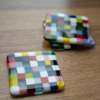 Image 2 of rainbow checkerboard coasters - set of 4