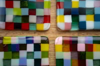 Image 3 of rainbow checkerboard coasters - set of 4