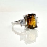 Image 1 of Whiskey Sphene & Lab Diamond Ring