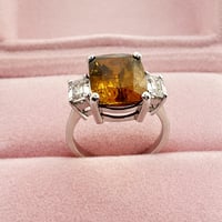 Image 2 of Whiskey Sphene & Lab Diamond Ring