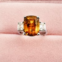 Image 3 of Whiskey Sphene & Lab Diamond Ring