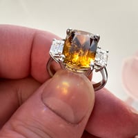 Image 4 of Whiskey Sphene & Lab Diamond Ring