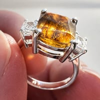 Image 5 of Whiskey Sphene & Lab Diamond Ring