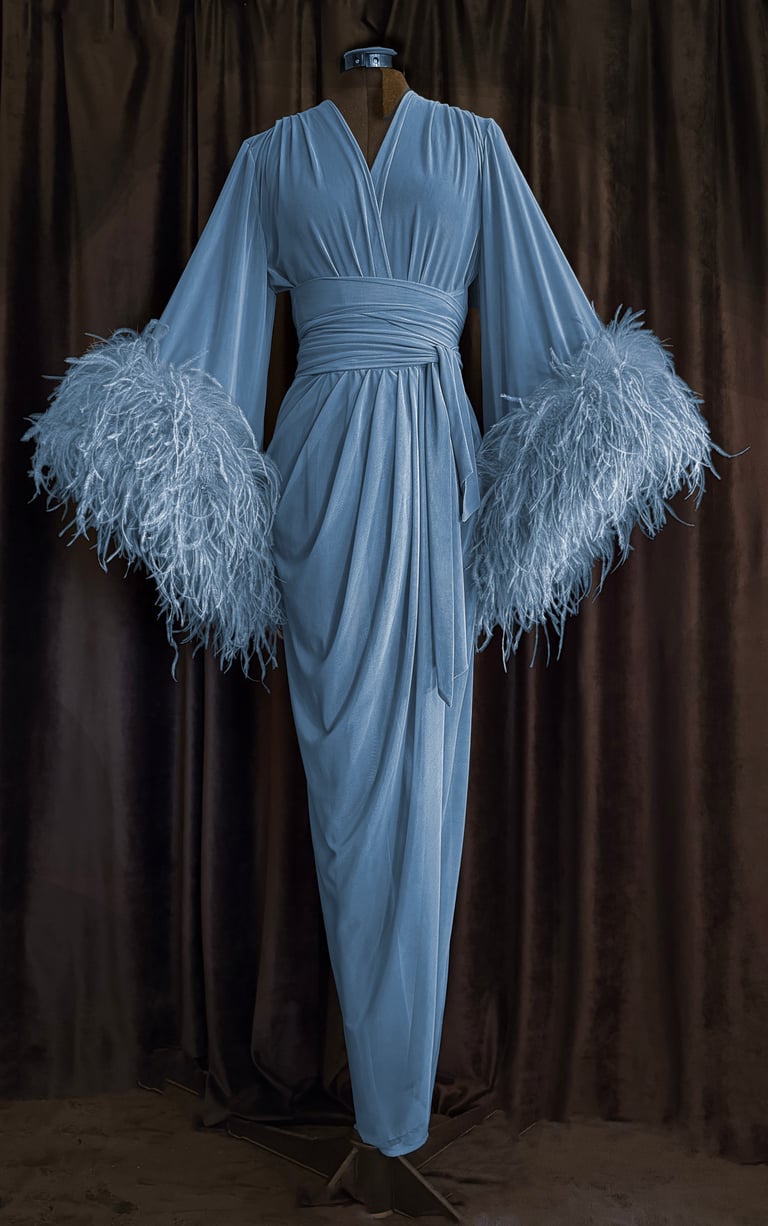 Blue Slate Sheer "Selene" Dressing Gown PRE-ORDER