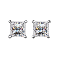 Image 1 of Moissanite Princess Cut Stud Earrings