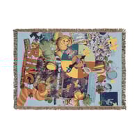Image 1 of Woven Blanket - Cozy Puzzle Collage Throw for Game Night & Family Rooms