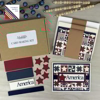 Image 1 of Patriotic Card Making Kit for Adults to DIY 6 Rustic Americana Greeting Cards for the 4th of July