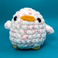 Image 1 of Fluffy Pink Duck Crochet Plush