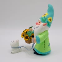 Image 2 of Fergus with sunflowers and Fannie the westie