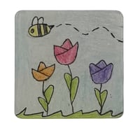 Image 1 of Cute Bee Flower Magnet – Handmade Tulip Art Fridge Decor