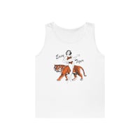 Image 1 of Easy Tiger Tank Top — Retro Pinup Girl with Tiger Graphic
