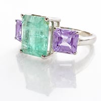 Image 2 of Emerald & Tanzanite 3 Stone Ring