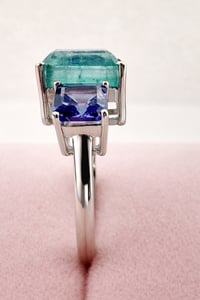 Image 4 of Emerald & Tanzanite 3 Stone Ring