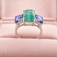 Image 5 of Emerald & Tanzanite 3 Stone Ring