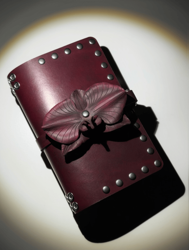 MOTH ORCHID LEATHER CHARM