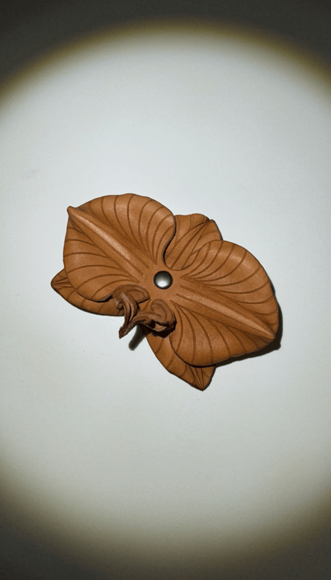 RAW MOTH ORCHID LEATHER CHARM