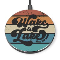 Image 1 of Wireless Charger — Retro "Wake & Lake" Boat Life Fast Wireless Charging Pad