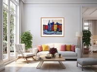 Image 3 of William H. Johnson - Harlem Cityscape with Church, Giclee Print on Canvas or Paper, African American