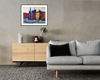 Image 4 of William H. Johnson - Harlem Cityscape with Church, Giclee Print on Canvas or Paper, African American