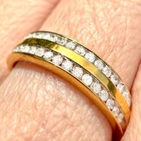 Image 2 of The Josephine - Natural Diamond Double Row Band - 0.25 CTW 18k Gold Plated Sterling Silver - Size 5