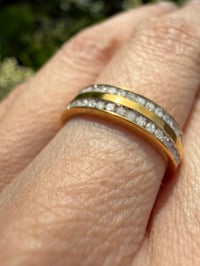 Image 3 of The Josephine - Natural Diamond Double Row Band - 0.25 CTW 18k Gold Plated Sterling Silver - Size 5