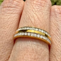 Image 4 of The Josephine - Natural Diamond Double Row Band - 0.25 CTW 18k Gold Plated Sterling Silver - Size 5