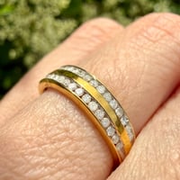 Image 5 of The Josephine - Natural Diamond Double Row Band - 0.25 CTW 18k Gold Plated Sterling Silver - Size 5