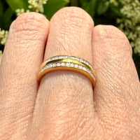 Image 6 of The Josephine - Natural Diamond Double Row Band - 0.25 CTW 18k Gold Plated Sterling Silver - Size 5