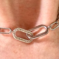 Image 2 of Sterling Silver Diamond Paperclip Chain Necklace | 18” | 1/12 CTW | Retail $440