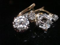 Image 1 of FRENCH EDWARDIAN 18CT YELLOW GOLD OLD CUT 0.90ct DIAMOND DROP  EARRINGS