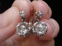 Image 3 of FRENCH EDWARDIAN 18CT YELLOW GOLD OLD CUT 0.90ct DIAMOND DROP  EARRINGS