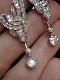 Image 2 of ART DECO 18CT WHITE GOLD OLD CUT 2.60CT DIAMOND DROP  EARRINGS