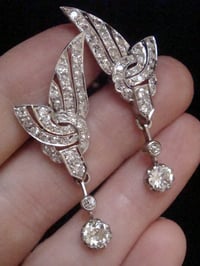 Image 3 of ART DECO 18CT WHITE GOLD OLD CUT 2.60CT DIAMOND DROP  EARRINGS