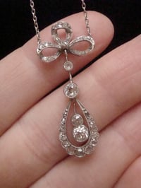 Image 2 of Edwardian 18ct white gold diamond bow necklace