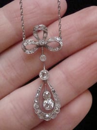 Image 3 of Edwardian 18ct white gold diamond bow necklace