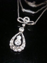 Image 4 of Edwardian 18ct white gold diamond bow necklace