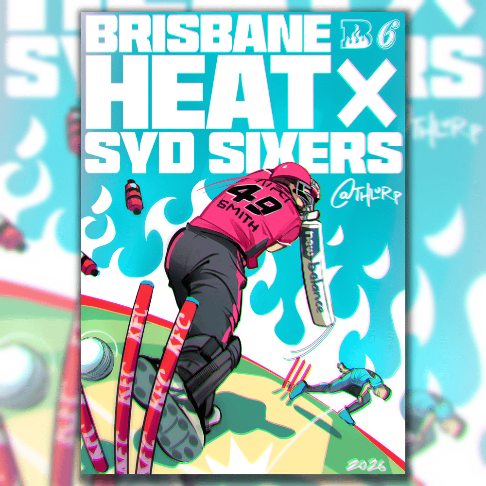 Image of Big Bash Heat v Sixers Cricket A5 Print