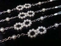 Image 2 of EDWARDIAN PLATINUM ENAMEL NATURAL SALTWATER PEARL CHAIN 21 INCHES